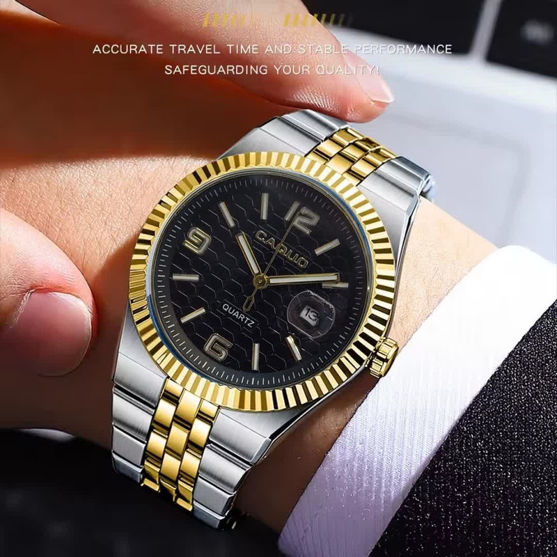 ساعت مچی عقربهای کوارتز مردانه کاکیو مدل دیت جاست کد 004