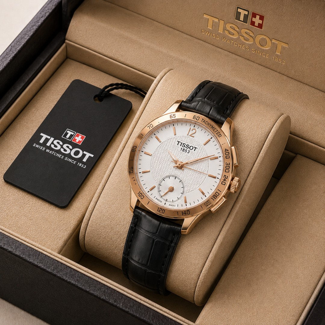 ساعت مچی زنانه تیسوت زیر ثانیه بندچرم درجه یک رنگ ثابت ضداب کیفیت عالی TISSOT
