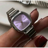 ساعت مچی زنانه نایدوnaidu منیمال بند استیل کرکره ایی مربع سفید شیک وخاص