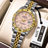 ساعت مچی زنانه رولکس تقویم تلسکوپی بند اجری رنگ بندی دار کیفیت عالیROLEX