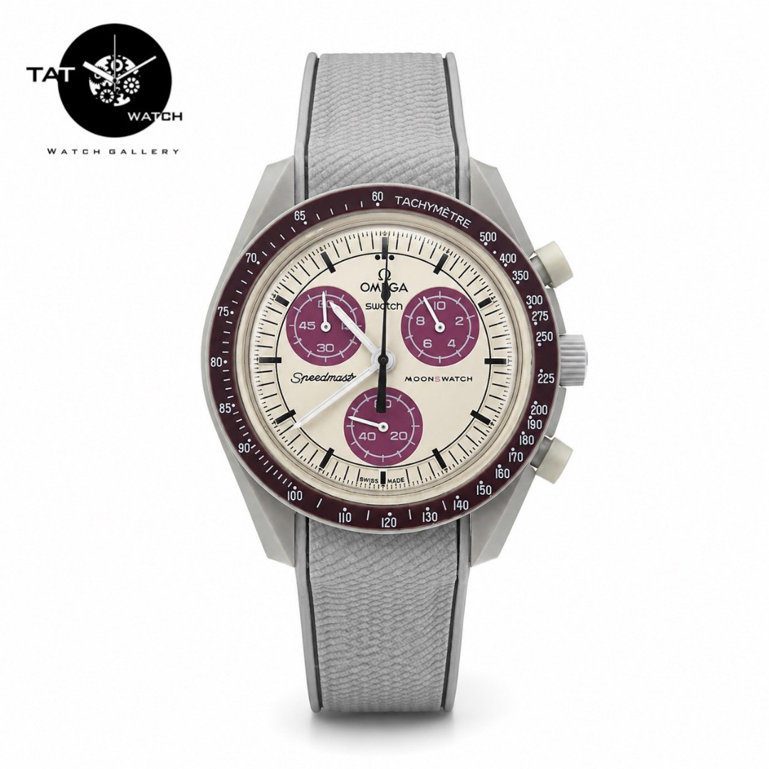 ساعت مردانه زنانه امگا سواچ پلوتو Pluto بند رابر قفل امگایی سه موتوره کرنو با ارسال با جعبه omega swatch ساعت مچی
