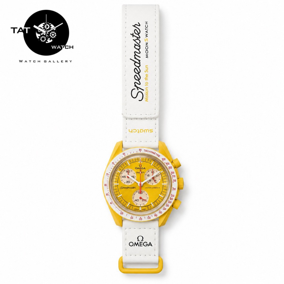 ساعت مردانه زنانه امگا سواچ خورشید sun سه موتوره کرنو با جعبه omega swatch ساعت مچی