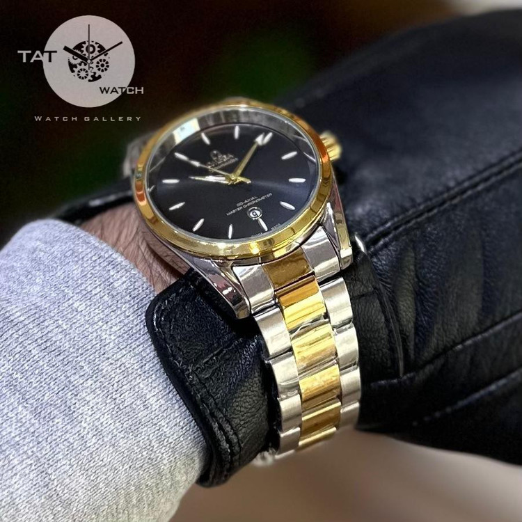 ساعت مردانه امگا سیمستر رنگ ثابت با یکساله باجعبه omega ساعت مچی