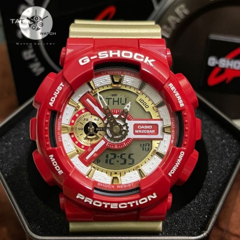 ساعت مچی مردانه زنانه جی شاک Ga110 طرح Bed Beige کیفیت مستر با جعبه و یک ساله در 50 رنگبندی G-shock