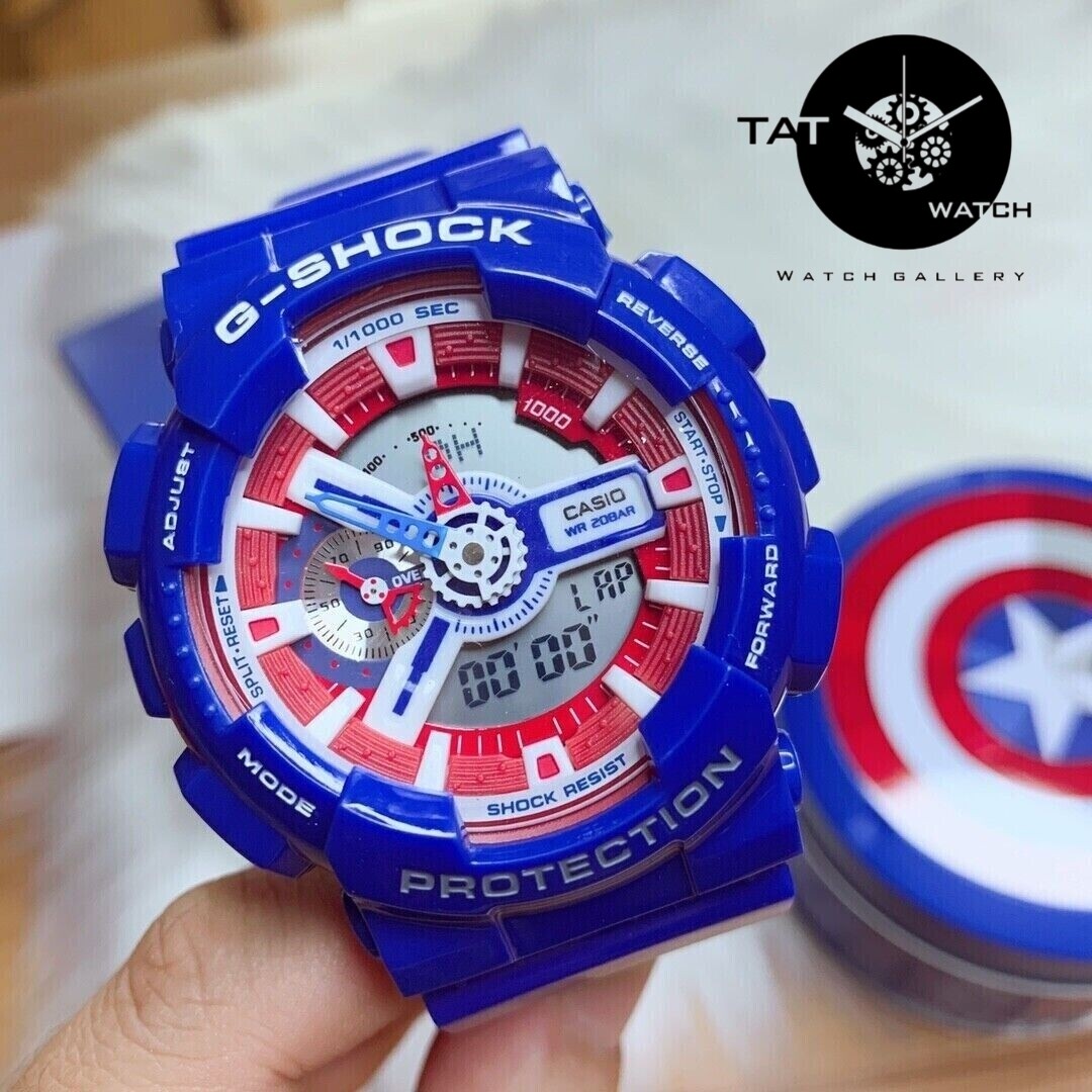 ساعت مچی جی شاک شخصیت کاپیتان آمریکایی یک سال موتور ژاپن G-Shock با50 رنگبندی
