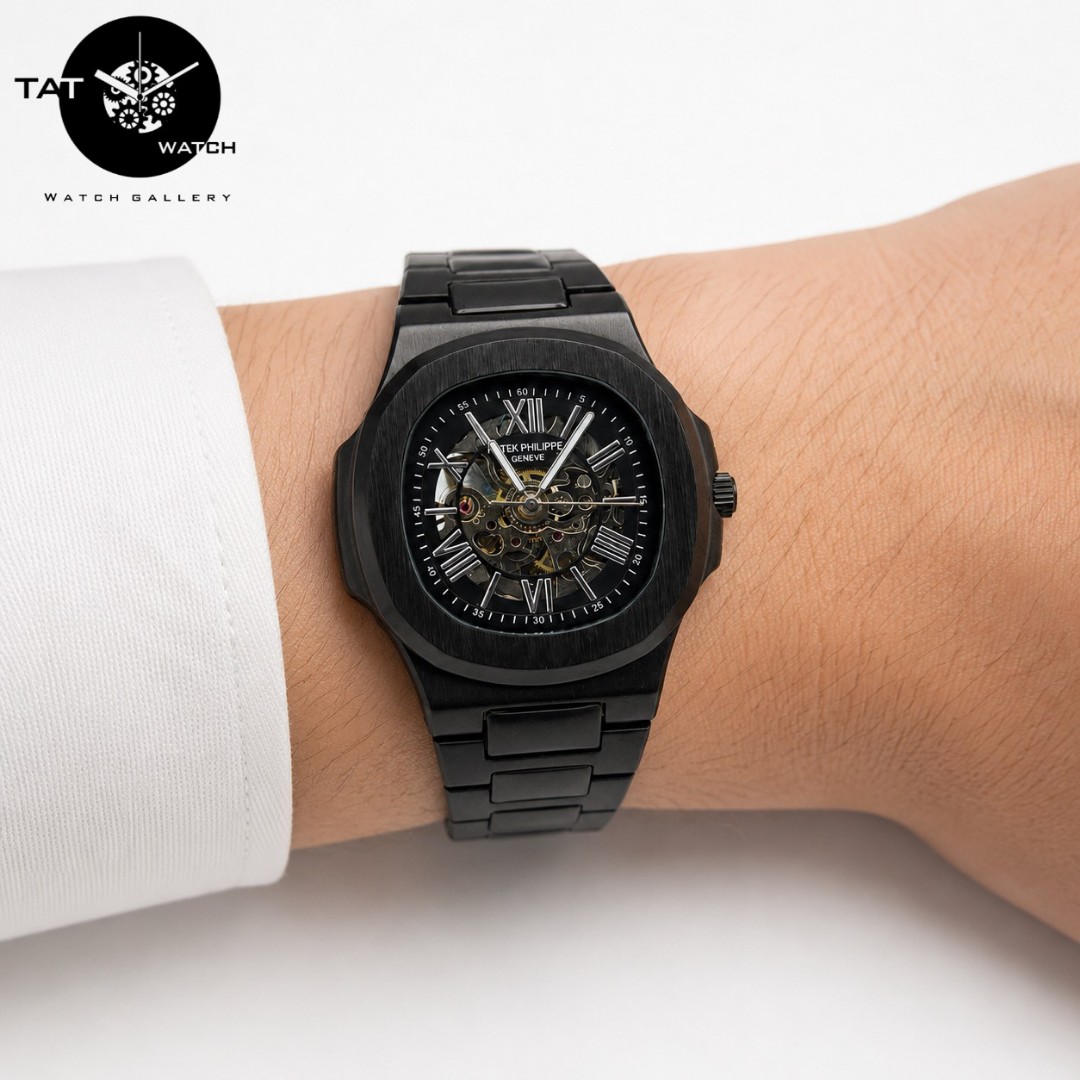 ساعت مردانه پتک فیلیپ ناتیلوس موتور اتوماتیک بدون باتری یکسال با جعبه patek philippe ساعت مچی