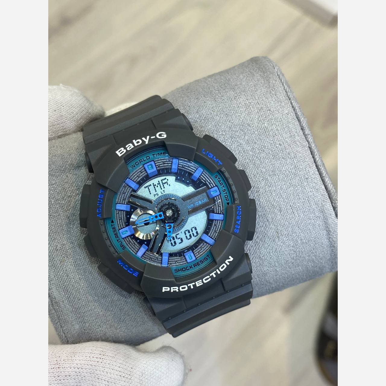 ساعت مچی زنانه بچگانه کاسیو بیبی جی Ba110 در رنگبندی موتور ژاپن یک سال جعبه بی بی جی Baby-G Casio