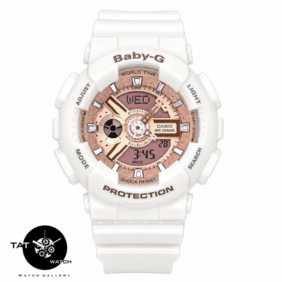 ساعت زنانه بچگانه دخترانه بی بی جی Ba110 کیفیت مستر تنظیم خودکار موتور ژاپن یکسال Baby-G ساعت مچی بیبی جی
