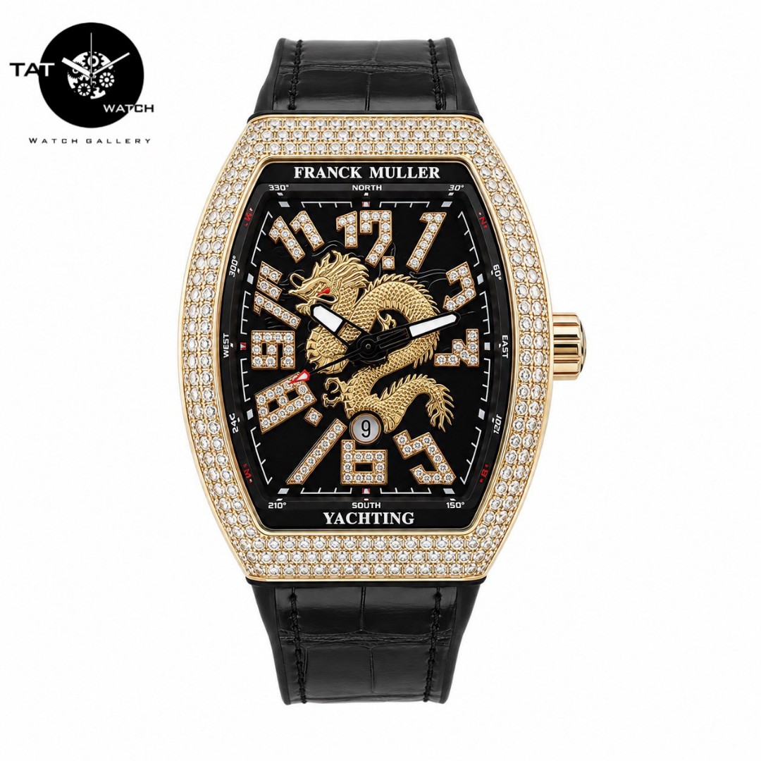 ساعت مردانه فرانک مولر با جعبه دراگون اژدها فول نگین FRANCK MULLER ساعت مچی