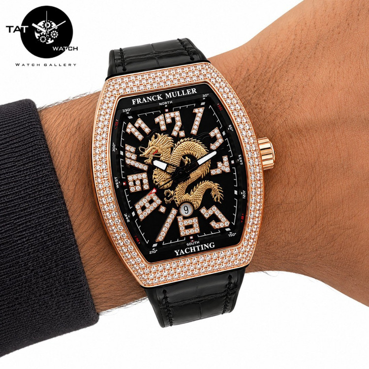 ساعت مردانه فرانک مولر با جعبه دراگون اژدها فول نگین FRANCK MULLER ساعت مچی