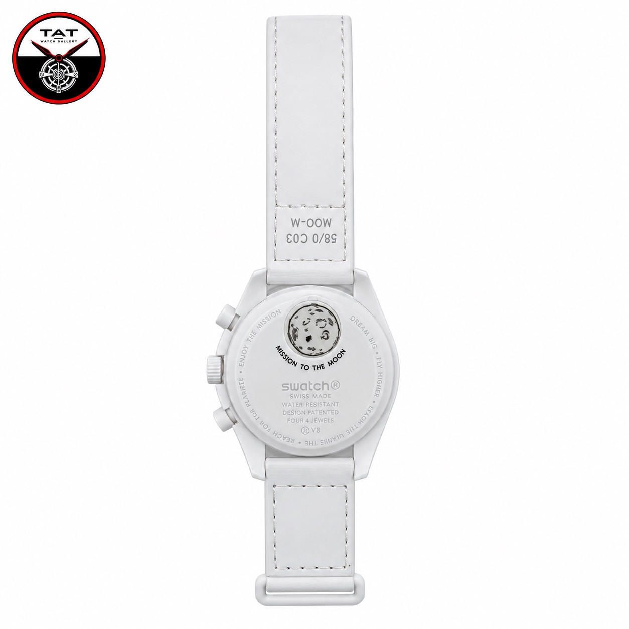 ساعت مردانه زنانه امگا سواچ ماه moon اسنوپی سفید 3موتوره کرنو یکسال جعبه omega swatch ساعت مچی
