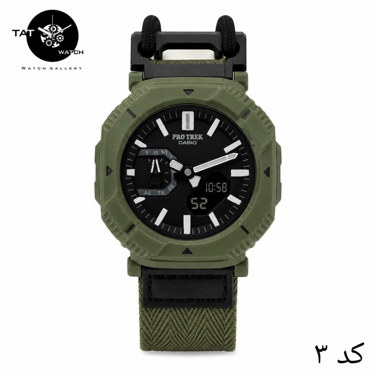 ساعت مردانه کاسیو پروترک PRJB001 با جعبه پروترک برزنتی کشی موتور ژاپن فول آپشن ساعت مچی کوهنوردی کمپینگ Casio Protrek