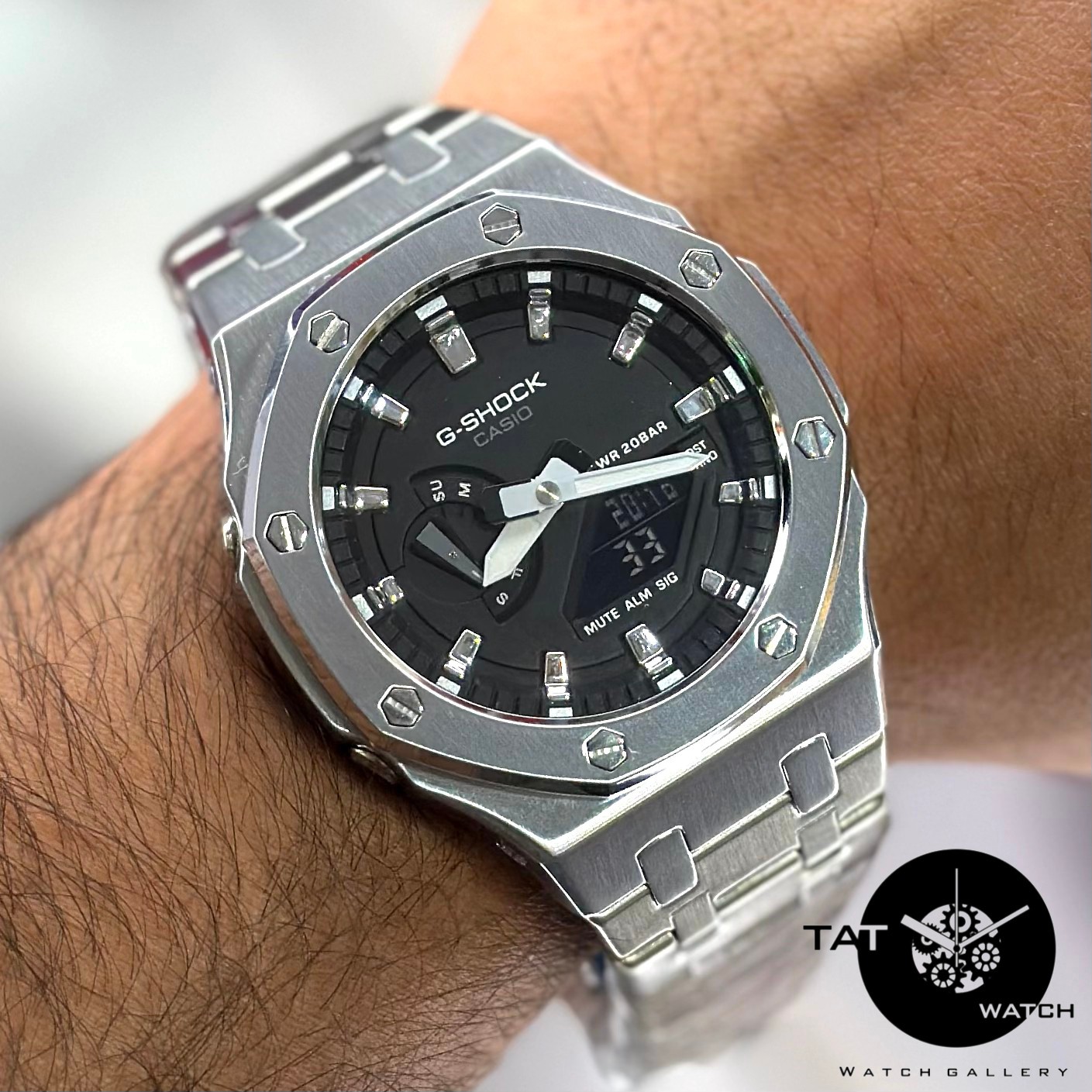 ساعت مردانه جی شاک Ga2100 طرح AP کامل فلزی موتور ژاپن یکسال با جعبه Casio G-Shock ساعت مچی جیشاک