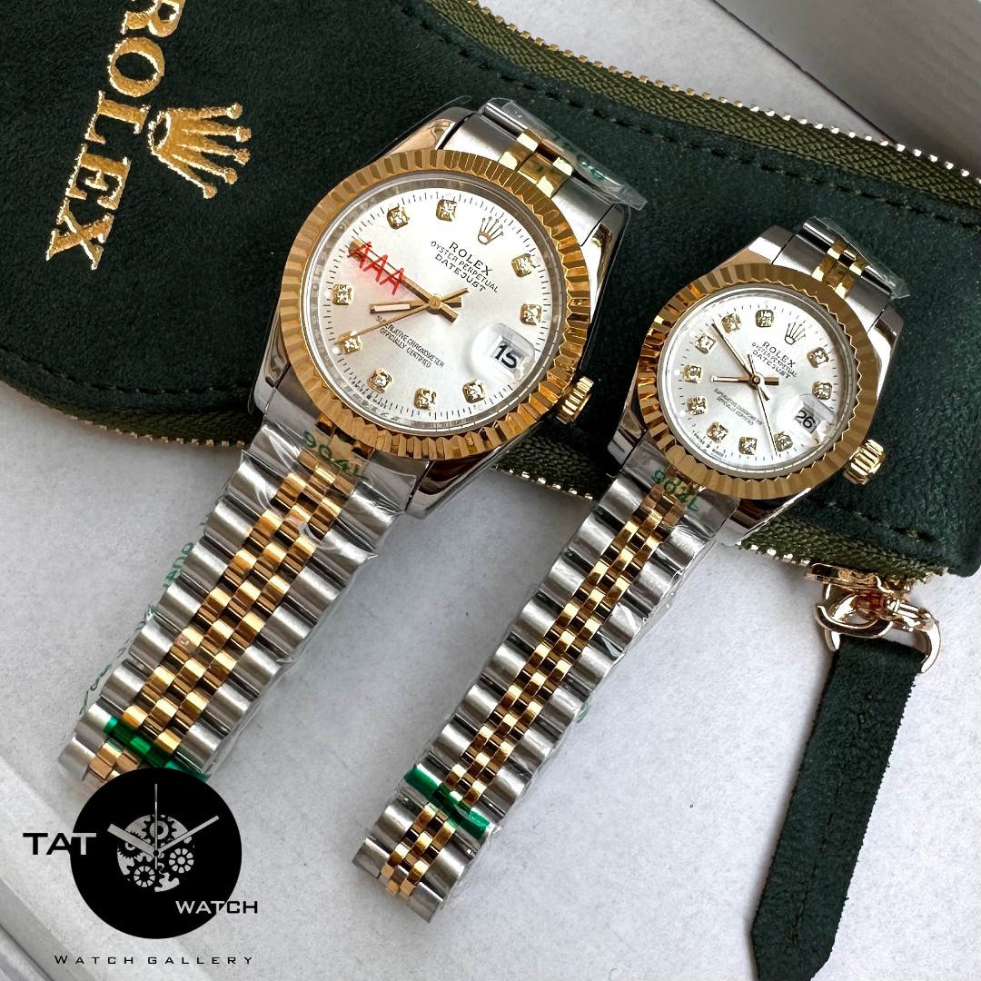 ساعت مردانه زنانه ست با جعبه رولکس +++A دیت جاست موتور میوتا ژاپن یکسال ساعت مچی Rolex date just