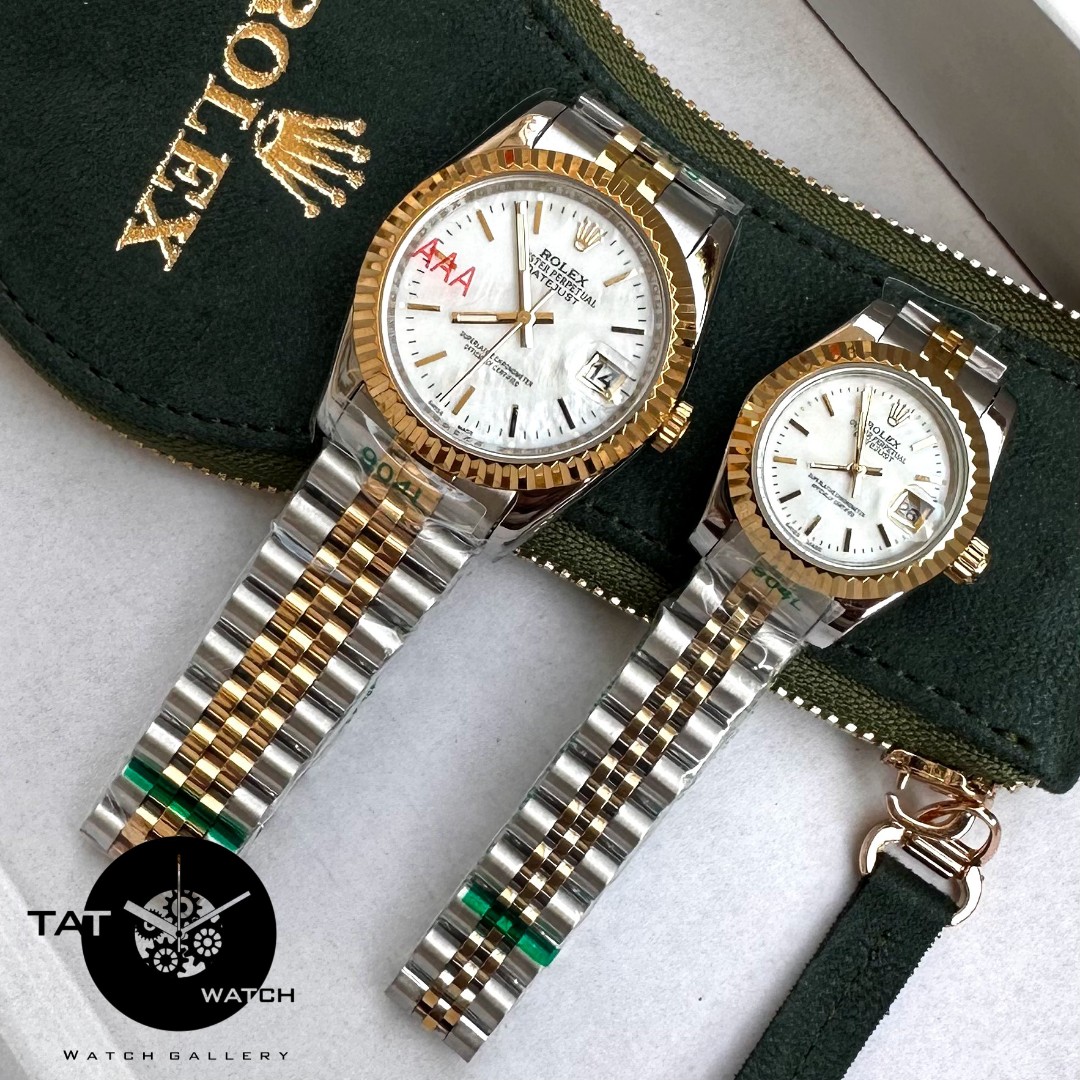 ساعت مردانه زنانه ست با جعبه رولکس +++A دیت جاست موتور میوتا ژاپن یکسال ساعت مچی Rolex date just