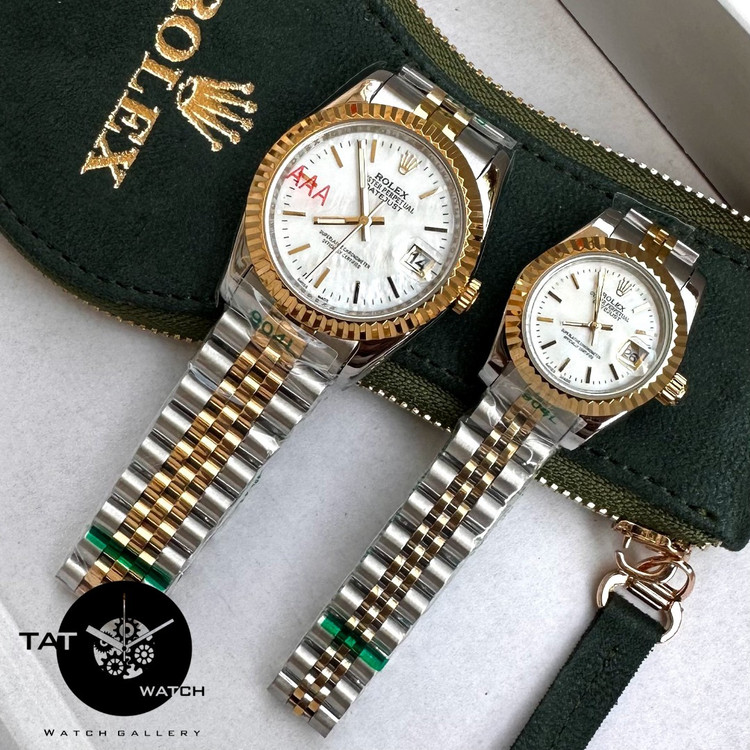ساعت مردانه زنانه ست با جعبه رولکس +++A دیت جاست موتور میوتا ژاپن یکسال ساعت مچی Rolex date just