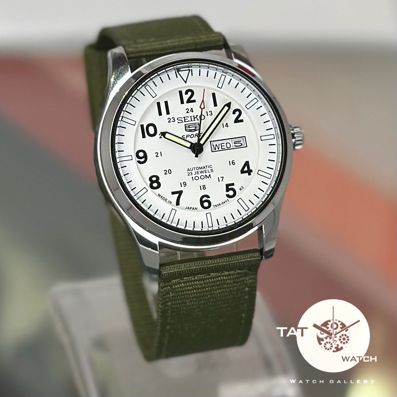 ساعت مردانه سیکو5 خلبانی موتور آرامگرد دو تقویم با یکساله و جعبه seiko5 ساعت مچی