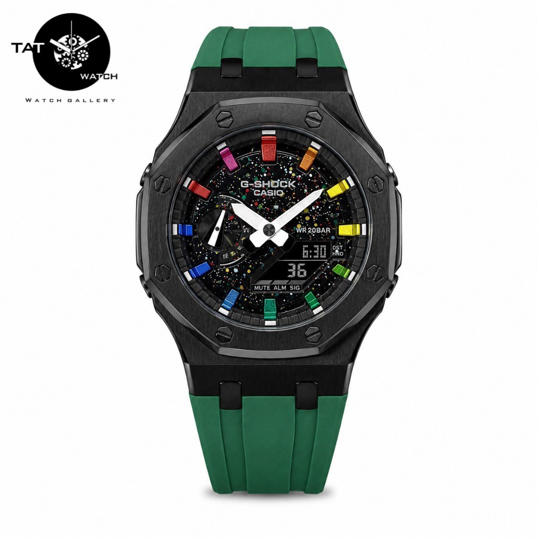 ساعت مردانه جی شاک GA2100 قاب فلزی طرحAP موتور ژاپن یکسال جعبه کاسیو casio G-Shock ساعت مچی جیشاک