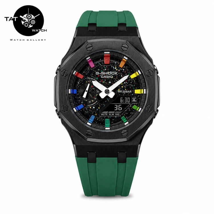 ساعت مردانه جی شاک GA2100 قاب فلزی طرحAP موتور ژاپن یکسال جعبه کاسیو casio G-Shock ساعت مچی جیشاک