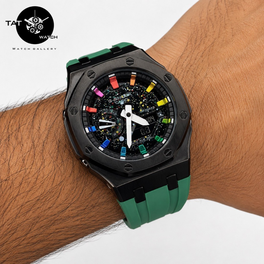 ساعت مردانه جی شاک GA2100 قاب فلزی طرحAP موتور ژاپن یکسال جعبه کاسیو casio G-Shock ساعت مچی جیشاک