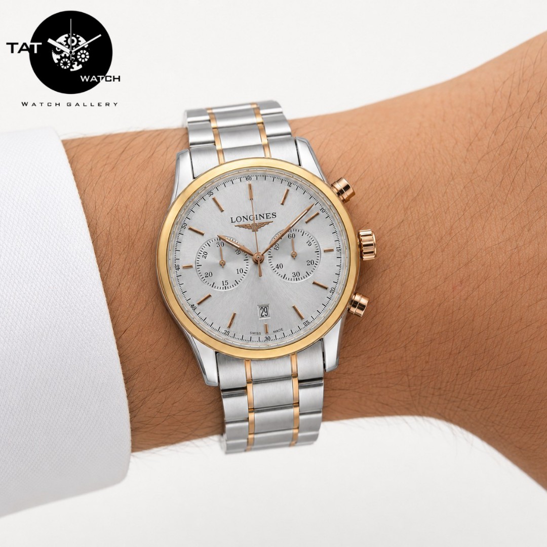 ساعت مردانه لونژین سه موتوره کرنوگراف 12 ماه در رنگبندی با جعبه LONGINES ساعت مچی
