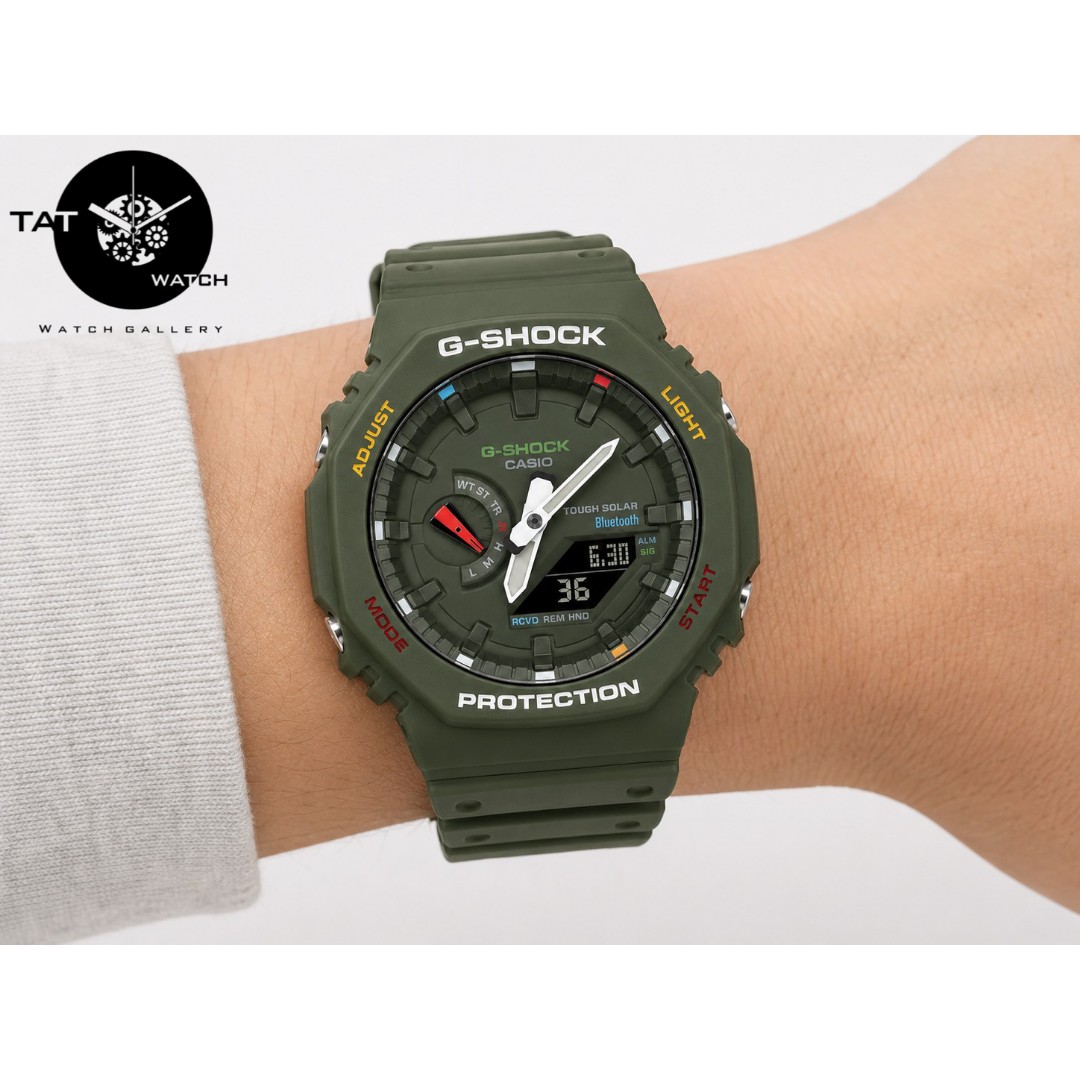 ساعت مچی مردانه جی شاک Ga2100 سبز پرطرفدار موتور ژاپن با 12 ماه G-Shock کاسیو Casio