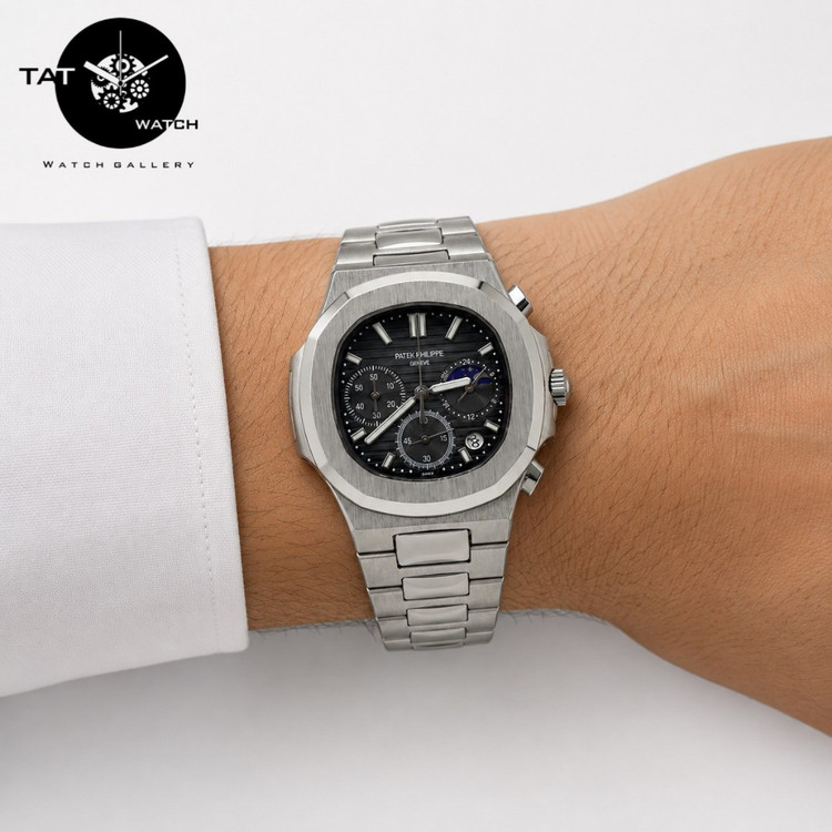 ساعت مردانه پتک فیلیپ ناتیلوس سه موتوره کرنوگراف یکسال جعبه Patek Philippe Nautilus ساعت مچی