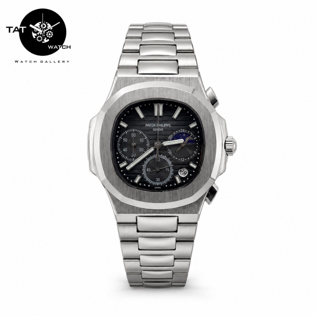 ساعت مردانه پتک فیلیپ ناتیلوس سه موتوره کرنوگراف یکسال جعبه Patek Philippe Nautilus ساعت مچی
