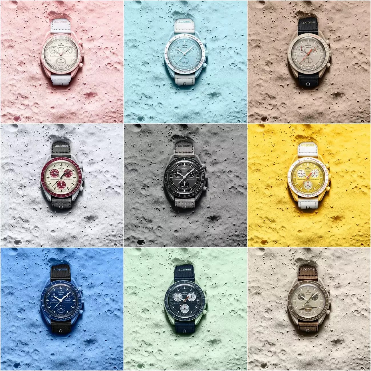 ساعت مردانه زنانه امگا سواچ رنگبندی داخل محصول 3موتور فعال یکسال با جعبه omega swatch ساعت مچی