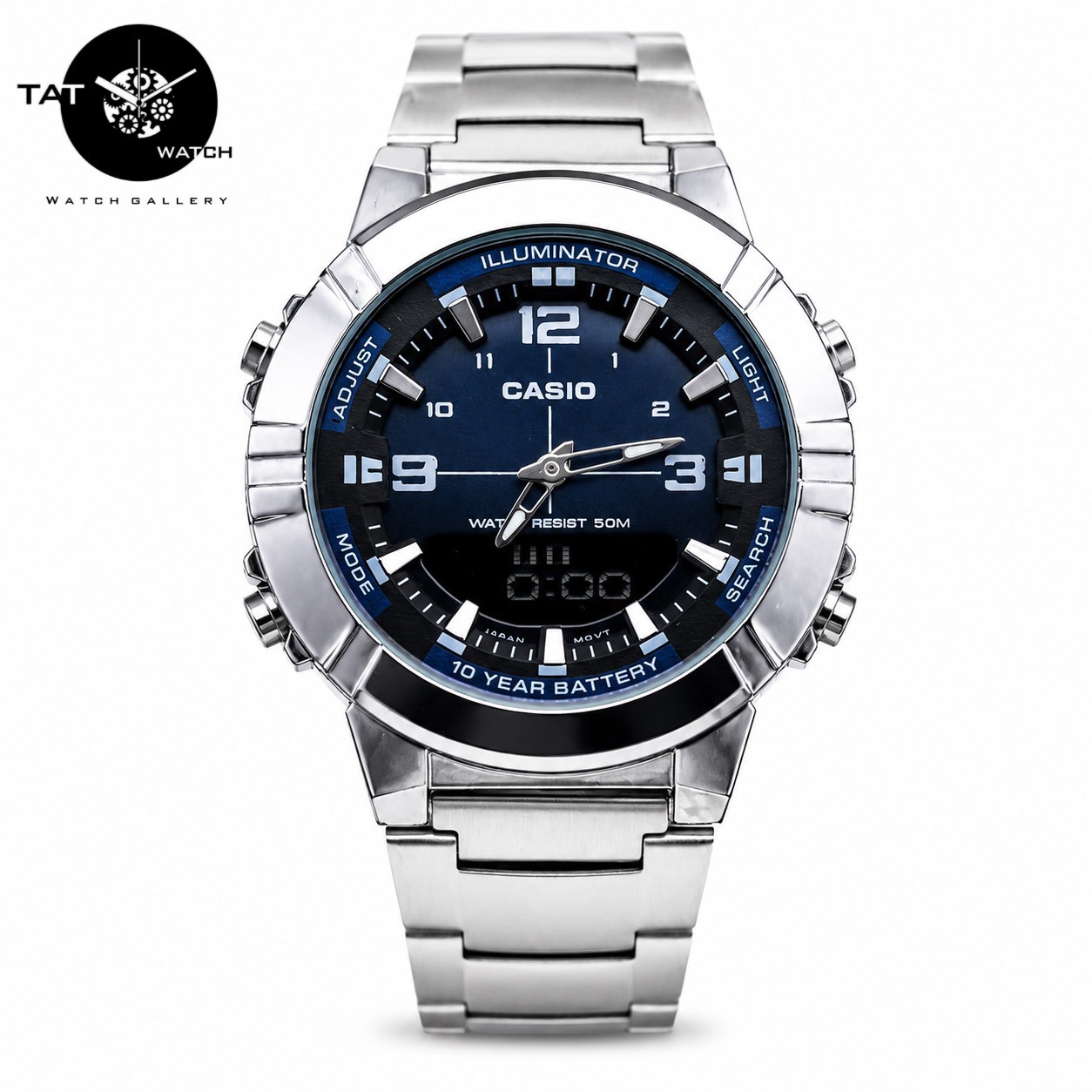 ساعت مردانه کاسیو AMW-870D رنگبندی فلزی موتور ژاپن فول آپشن جعبه Casio ساعت مچی