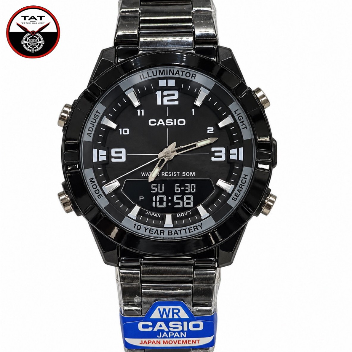 ساعت مردانه کاسیو AMW-870D رنگبندی فلزی موتور ژاپن فول آپشن جعبه Casio ساعت مچی