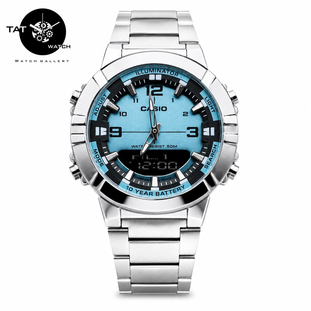 ساعت مردانه کاسیو AMW-870D رنگبندی فلزی موتور ژاپن فول آپشن جعبه Casio ساعت مچی