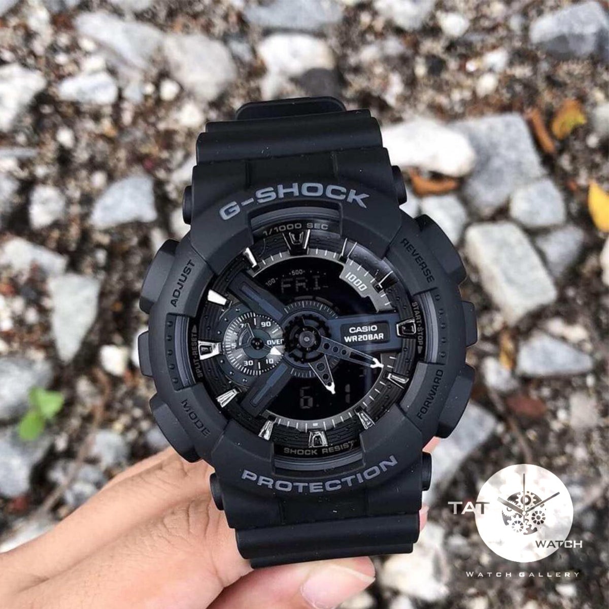 ساعت مردانه جی شاک GA110 فول مشکی موتور میوتا ژاپن جعبه کاسیو یکسال G-Shock ساعت مچی casio