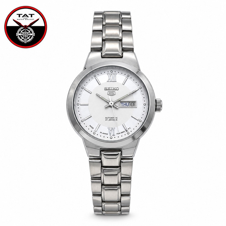 ساعت زنانه سیکو5پنج موتور اتوماتیک بدون باتری شیشه ای موتور مشخص با یکسال و جعبه Seiko5 ساعت مچی