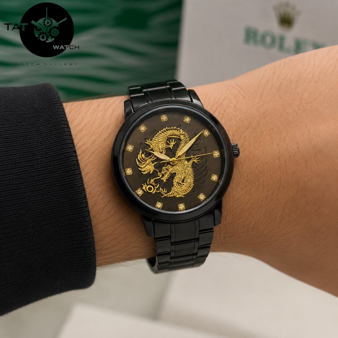 ساعت مردانه رولکس دراگون کیفیت بالا رنگ ثابت و ساعت مچی باجعبه Rolex