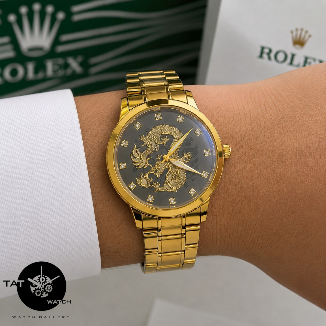 ساعت مردانه رولکس دراگون کیفیت بالا رنگ ثابت و ساعت مچی باجعبه Rolex