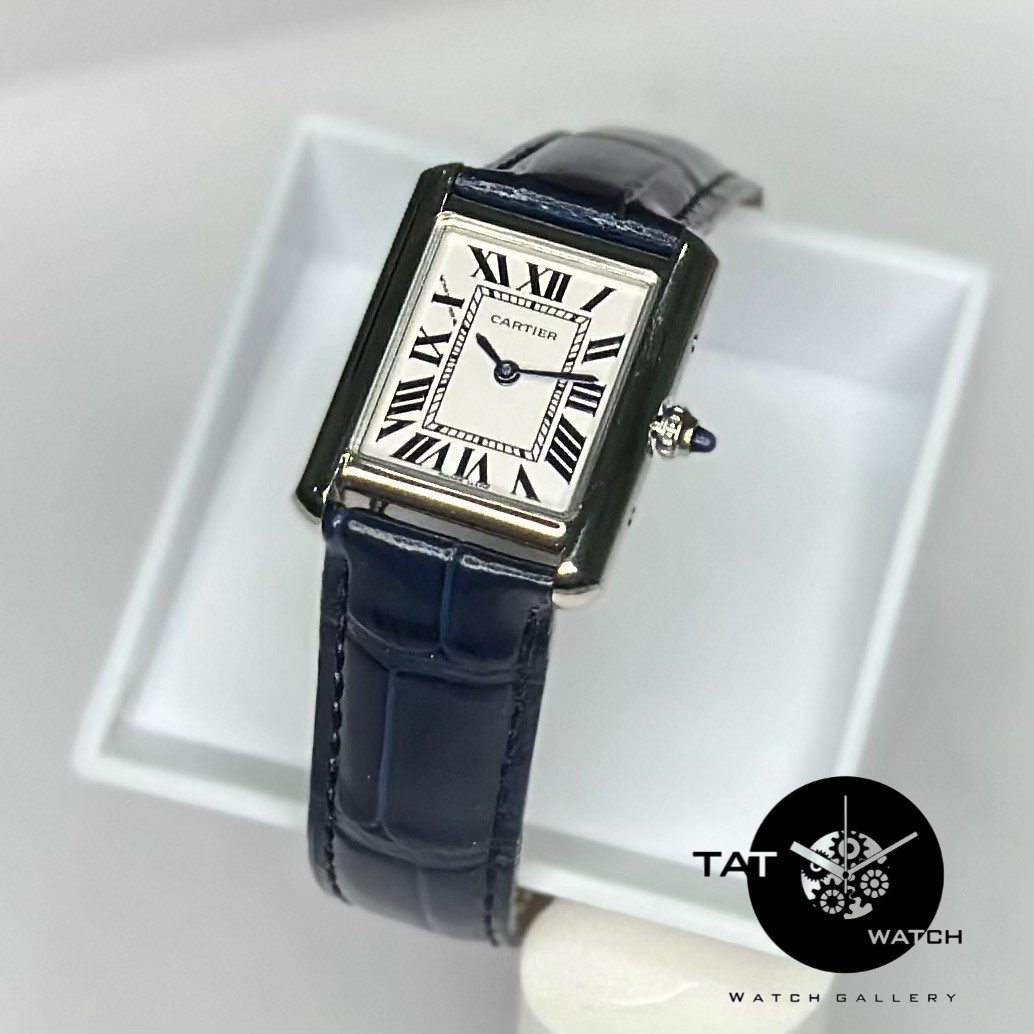 ساعت زنانه کارتیر تانک بند چرمی موتور میوتا ژاپن 12 ماه جعبه Cartier ساعت مچی