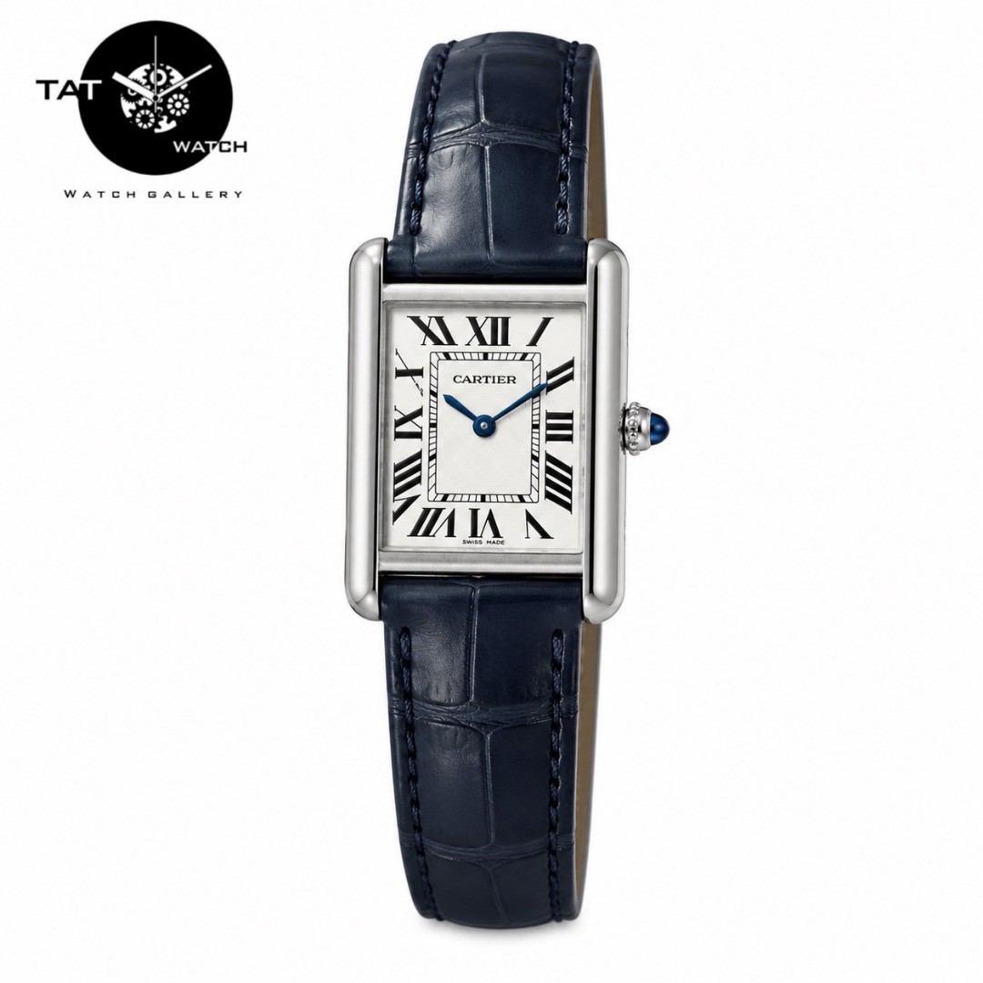 ساعت زنانه کارتیر تانک بند چرمی موتور میوتا ژاپن 12 ماه جعبه Cartier ساعت مچی