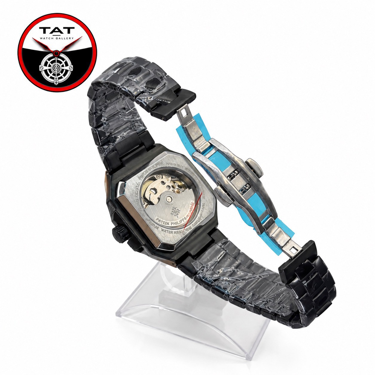ساعت مردانه پتک فیلیپ کوبیتوس اتومات بدون باتری اسکلتون شیشه ای موتور مشخص جعبه Patek Philippe مچی