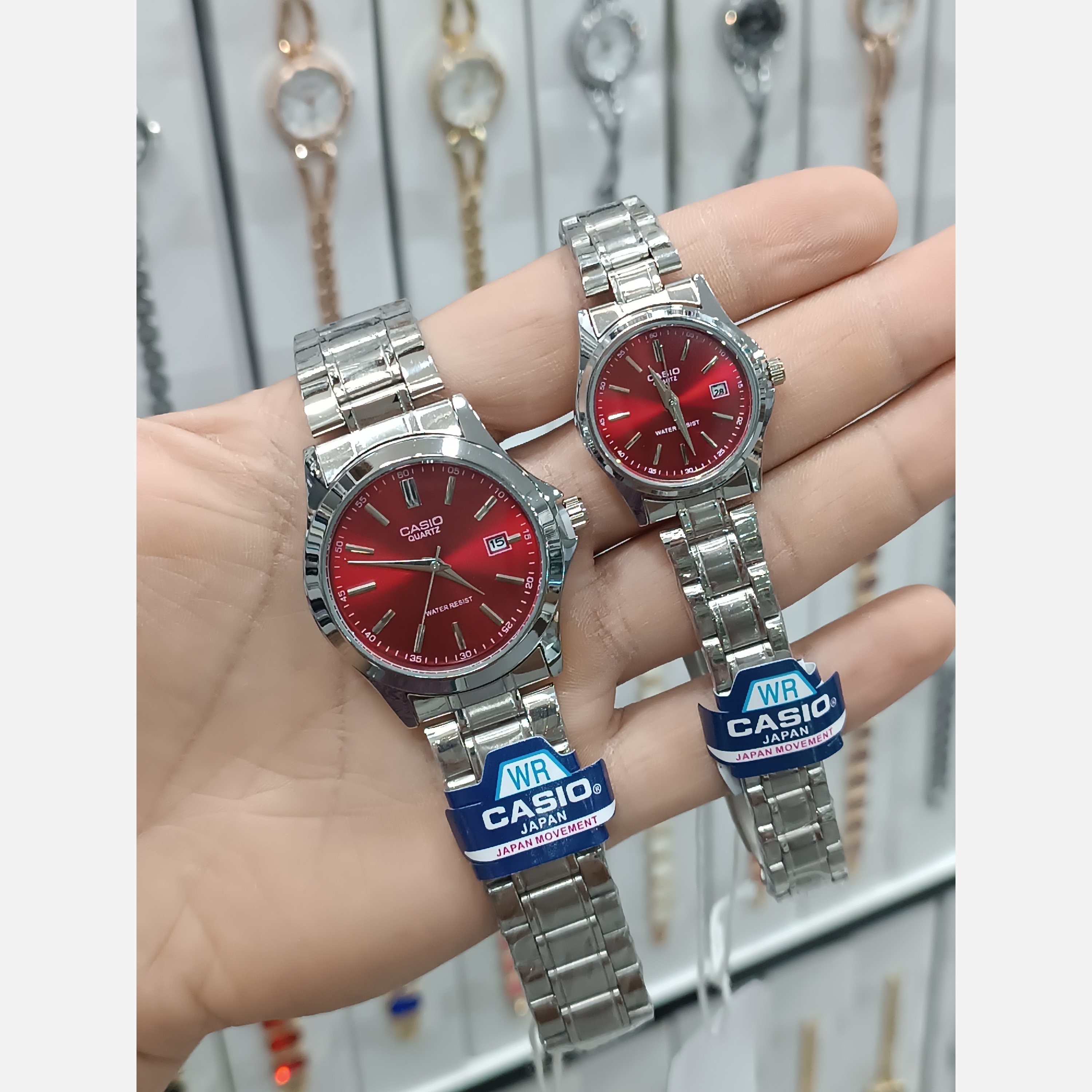 ست ساعت زنانه و مردانه کاسیو صفحه چری رنگ ثابت