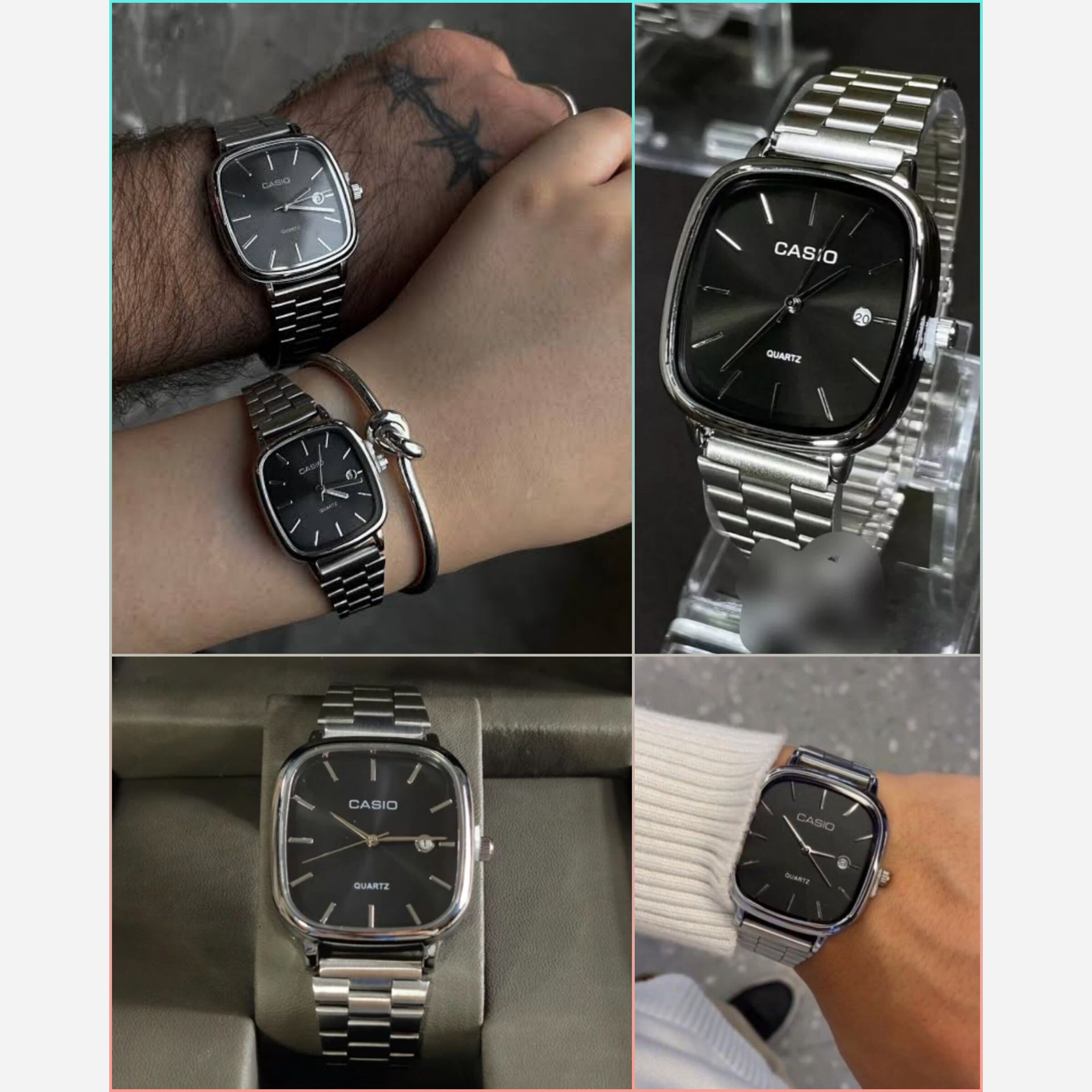 ست ساعت زنانه و مردانه کاسیو اولدمانی casio مستطیلی رنگ ثابت ضمانتی