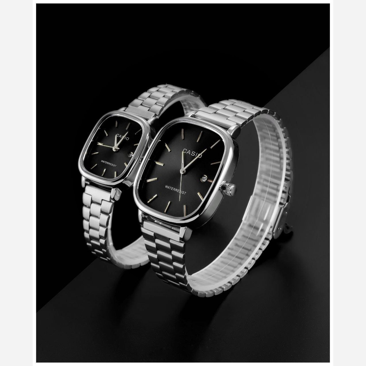 ست ساعت زنانه و مردانه کاسیو اولدمانی casio مستطیلی رنگ ثابت ضمانتی