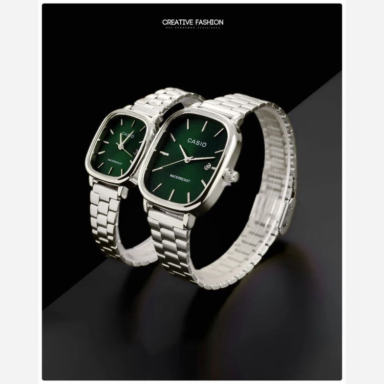 ست ساعت زنانه و مردانه کاسیو اولدمانی casio مستطیلی رنگ ثابت ضمانتی