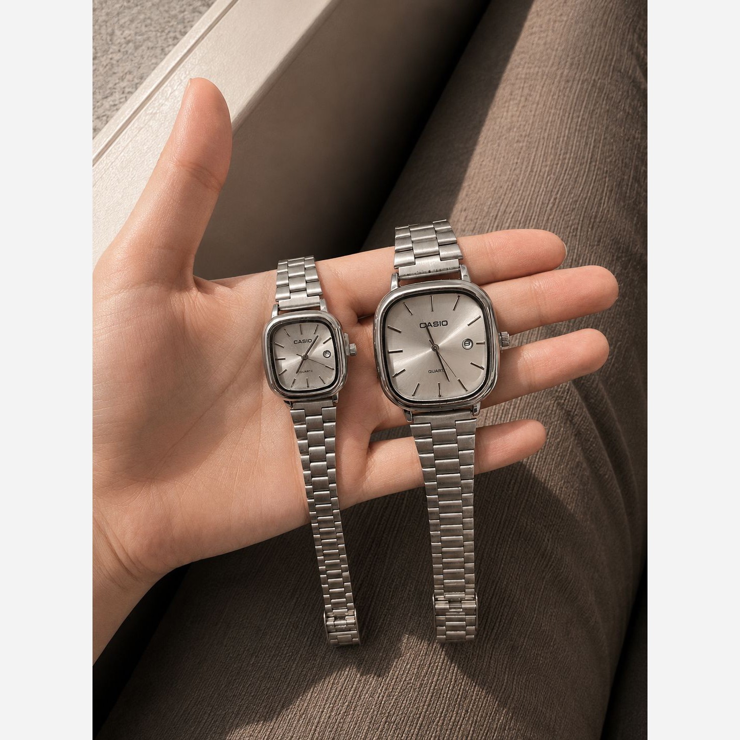 ست ساعت زنانه و مردانه کاسیو اولدمانی casio مستطیلی رنگ ثابت ضمانتی