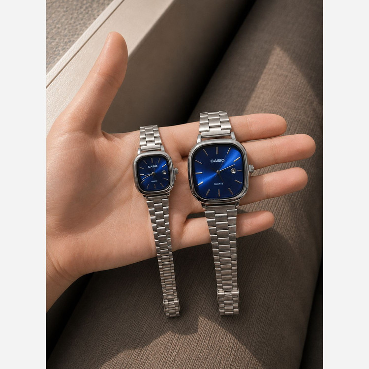 ست ساعت زنانه و مردانه کاسیو اولدمانی casio مستطیلی رنگ ثابت ضمانتی