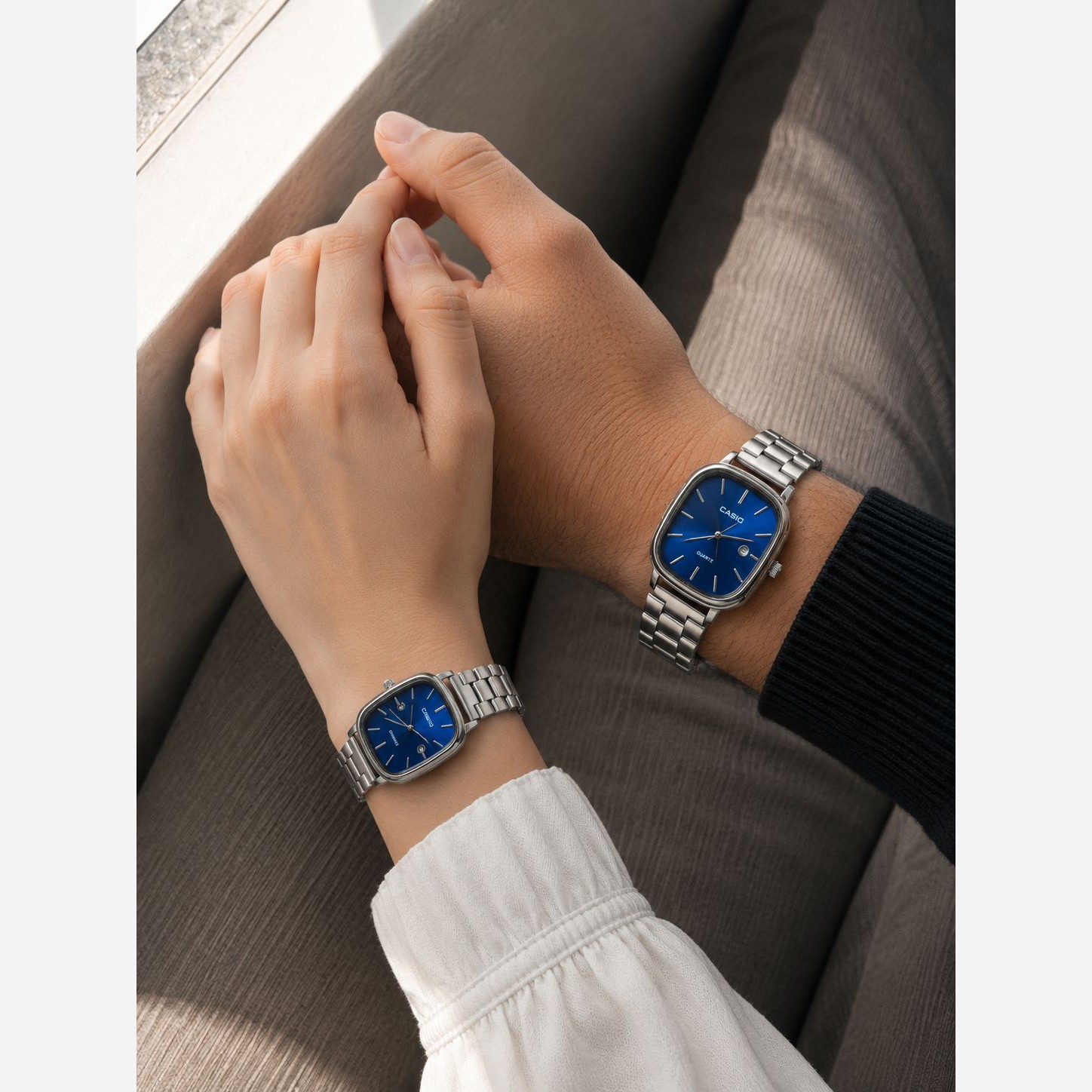 ست ساعت زنانه و مردانه کاسیو اولدمانی casio مستطیلی رنگ ثابت ضمانتی