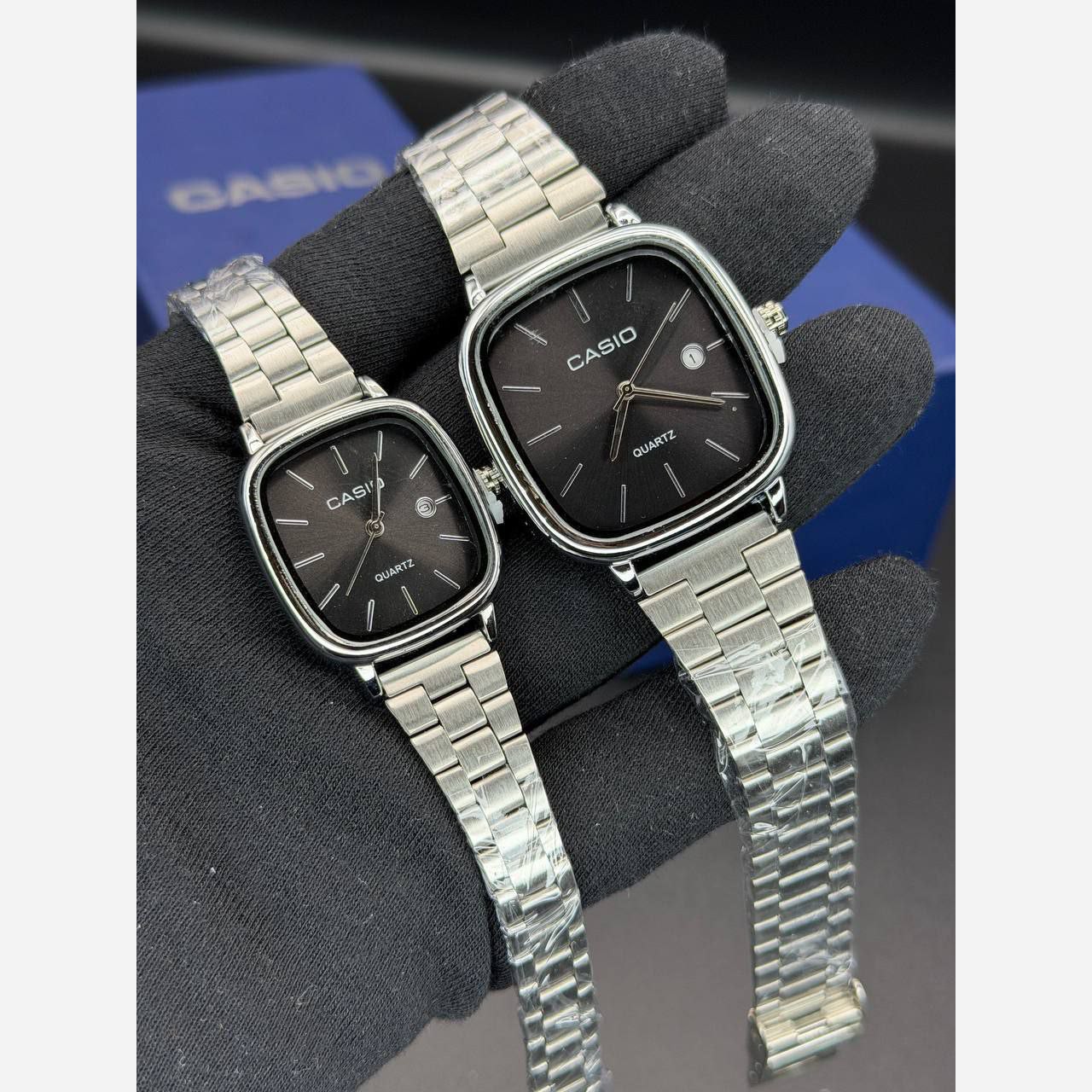 ست ساعت زنانه و مردانه کاسیو اولدمانی casio مستطیلی رنگ ثابت ضمانتی