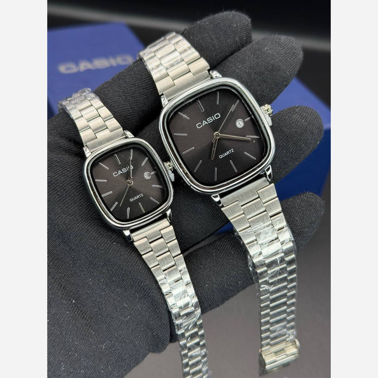 ست ساعت زنانه و مردانه کاسیو اولدمانی casio مستطیلی رنگ ثابت ضمانتی