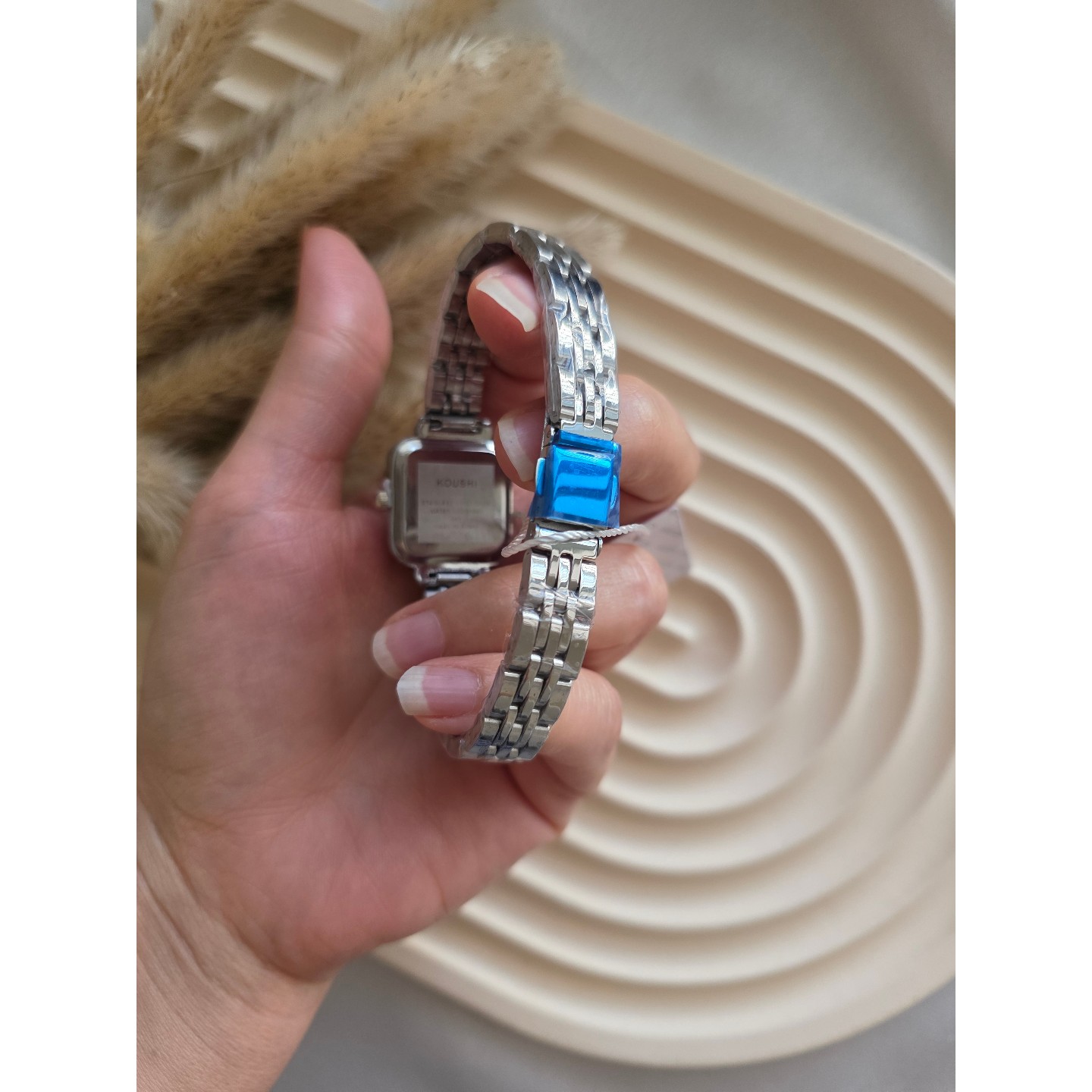 ساعت دخترانه کوشی تمام نقره ای صفحه چهارگوش