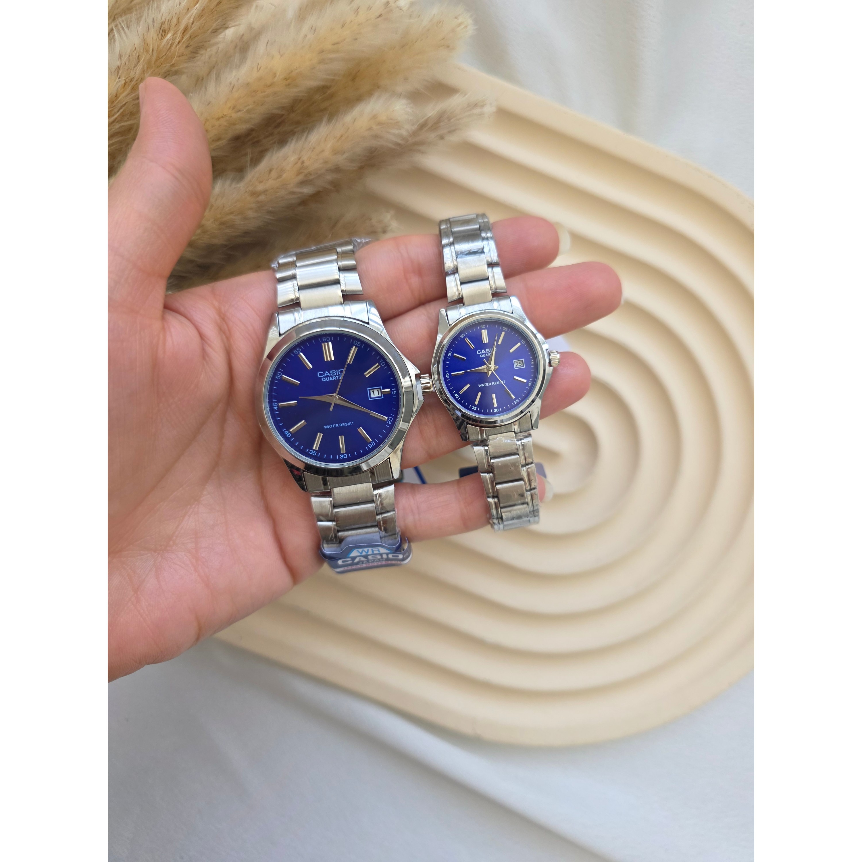 ساعت ست کاسیو نقره ای صفحه آبی